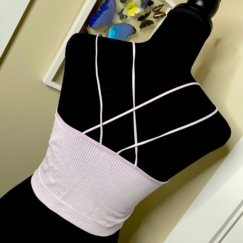 Light Purple Crop With Criss Cross Back